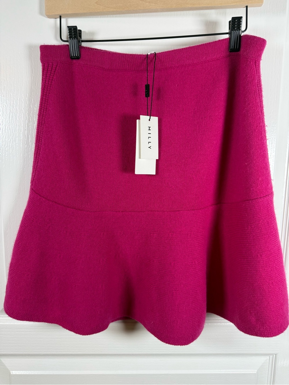 Milly Bright Fuchsia Knit Flared Skirt size L (031)